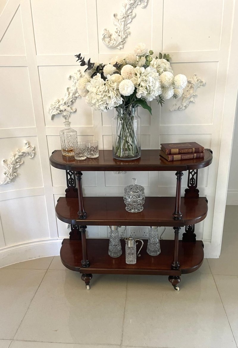 Small Antique Victorian Quality Mahogany Hall Dumb Waiter/Shelves - Image 3